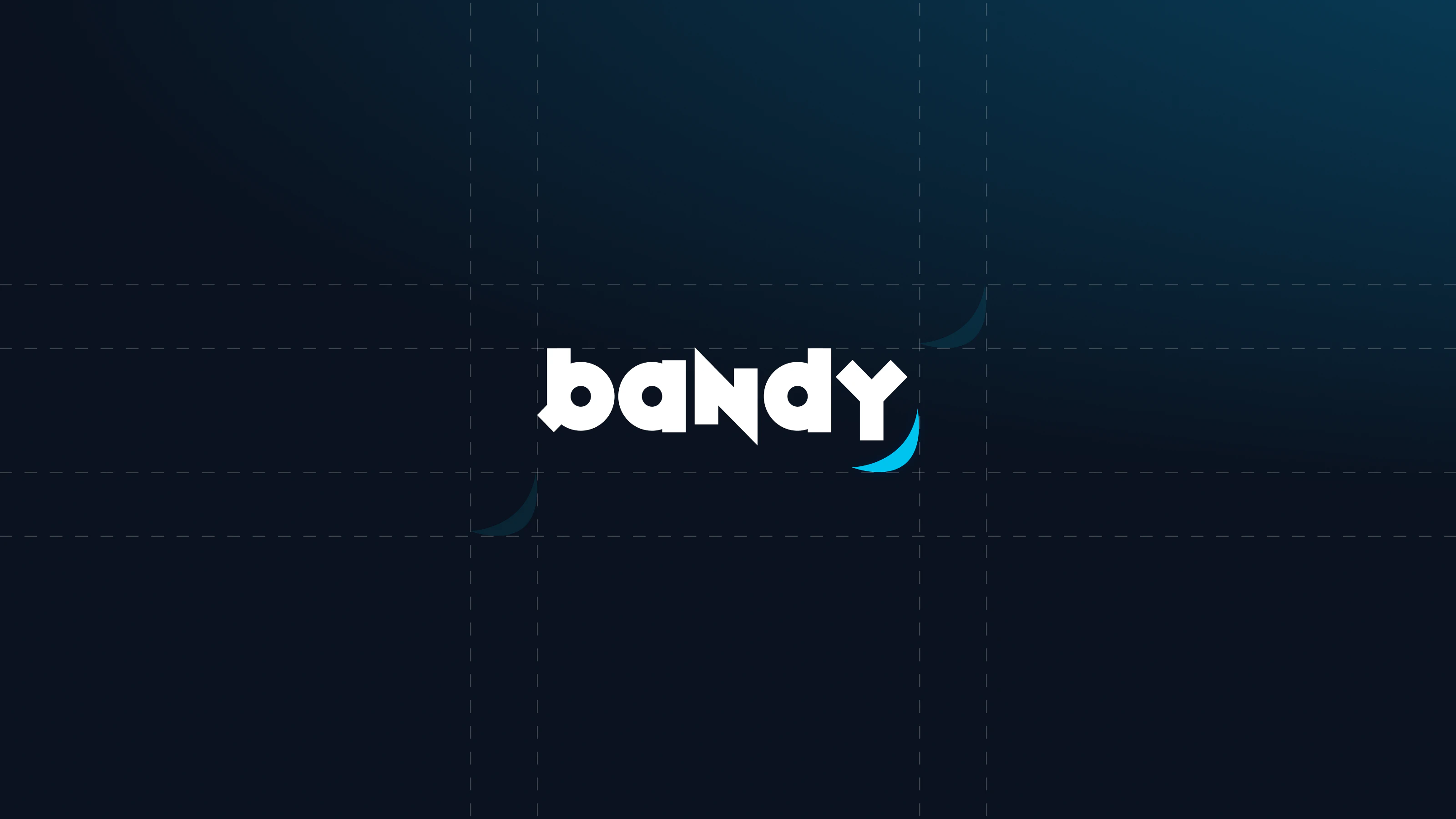 Bandy : logotype blanc et virgule bleue, avec sa zone de protection