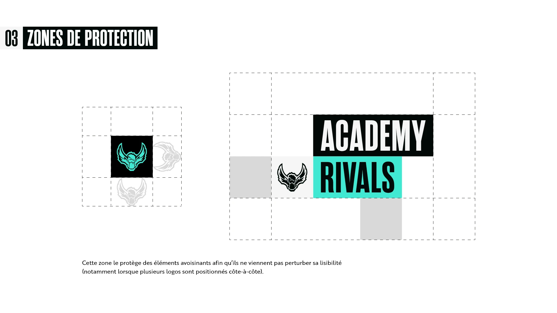 Academy Rivals CG, Zones de protection du pictogramme et du logo Academy Rivals