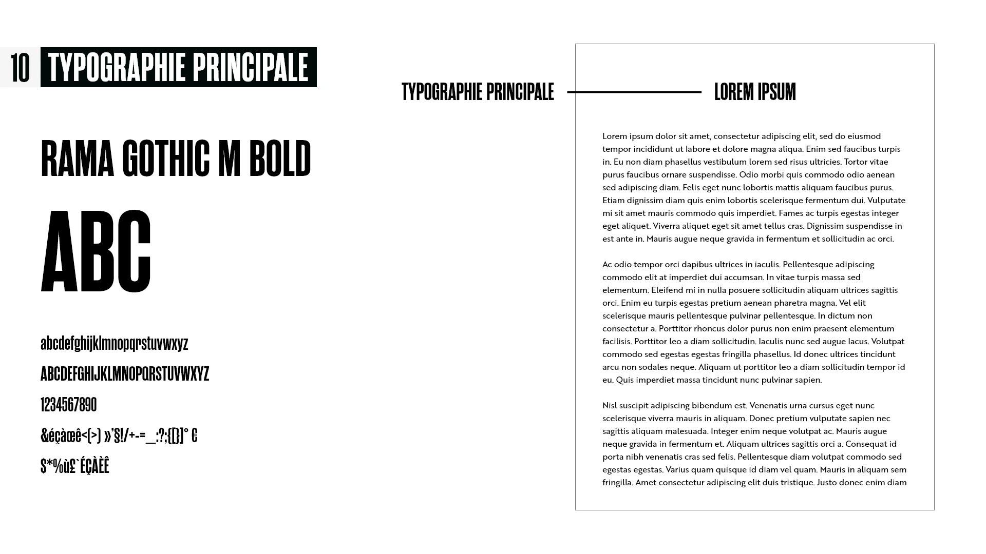 Academy Rivals CG, Typographie principale Rama Gothic M Bold et exemple de titre