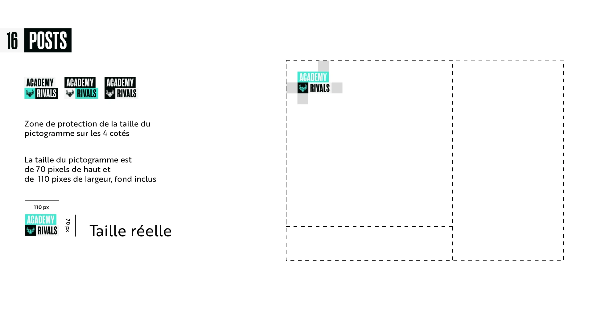 Academy Rivals CG, Placement du logo dans les publications sur les réseaux sociaux