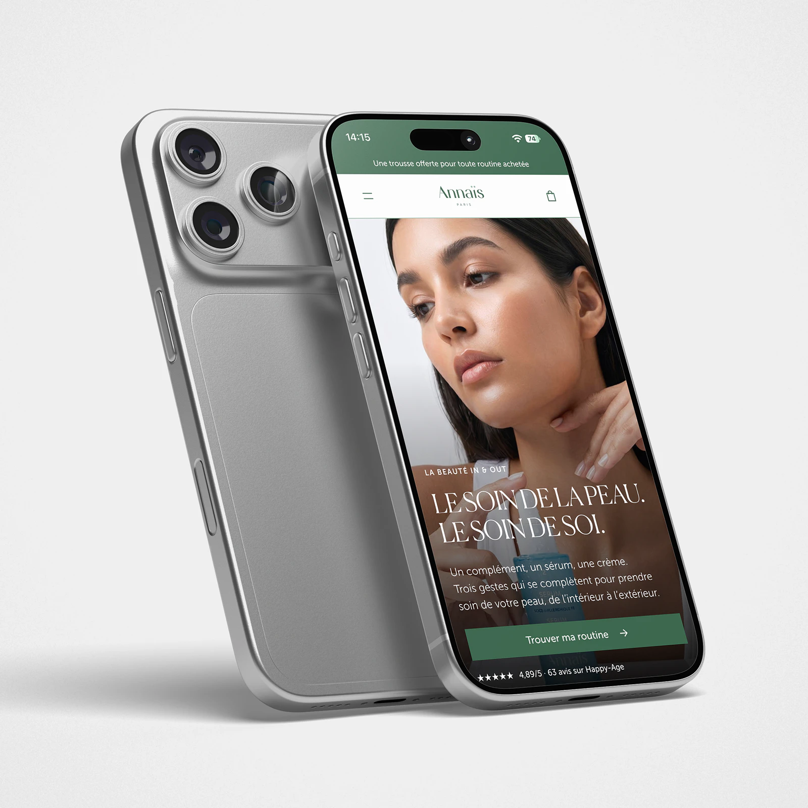 Annaïs Paris : refonte UX/UI de la boutique de soins, présentée sur mobile