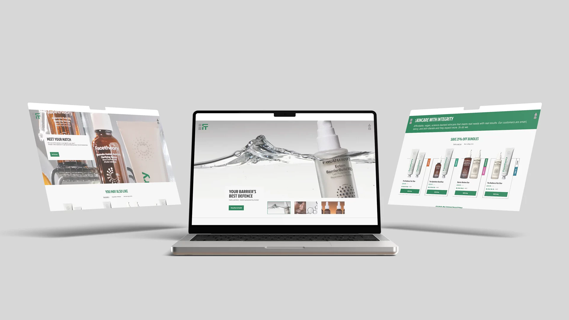 Facetheory, design maximaliste : accueil, photographies et sélection de produits sur ordinateur