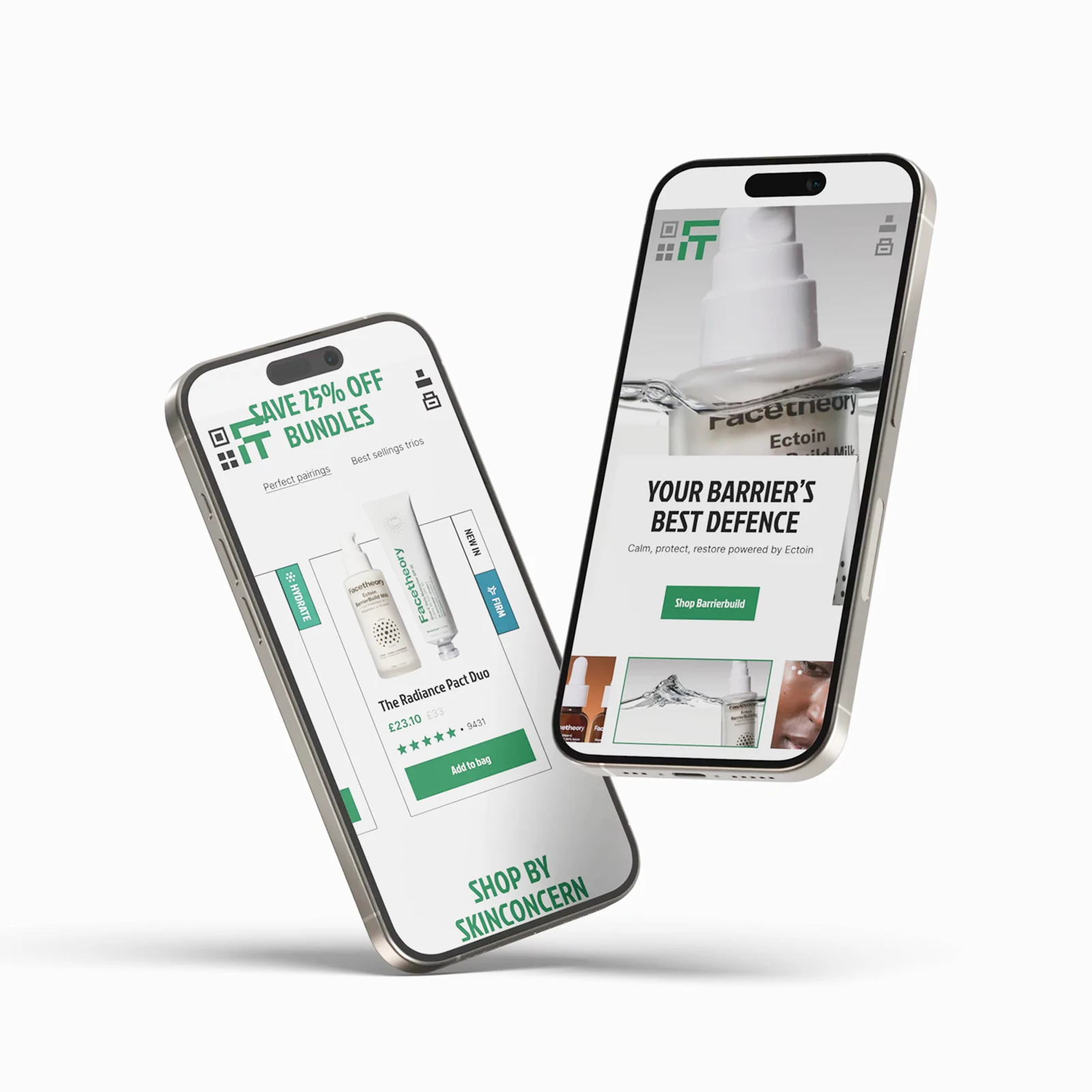 Facetheory, design maximaliste : accueil et offres de soins sur mobile