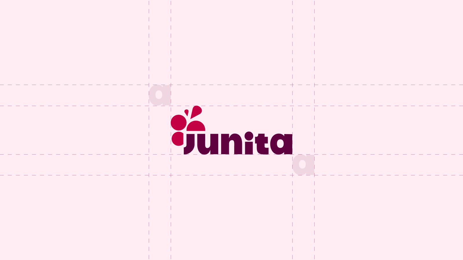 Junita : logotype final bicolore et zone de protection construite à partir de la lettre a