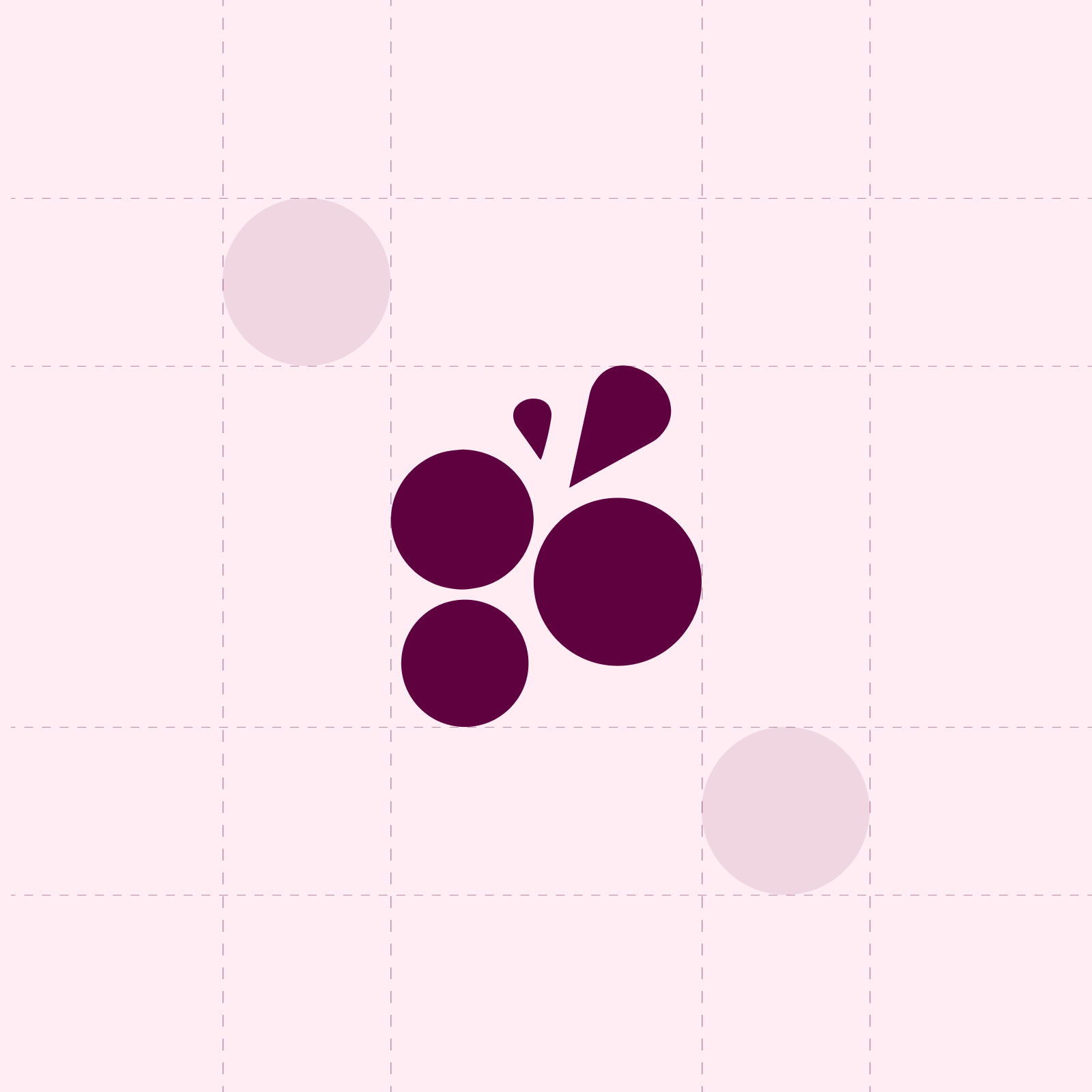 Junita : pictogramme de raisin et zone de protection sur fond rose